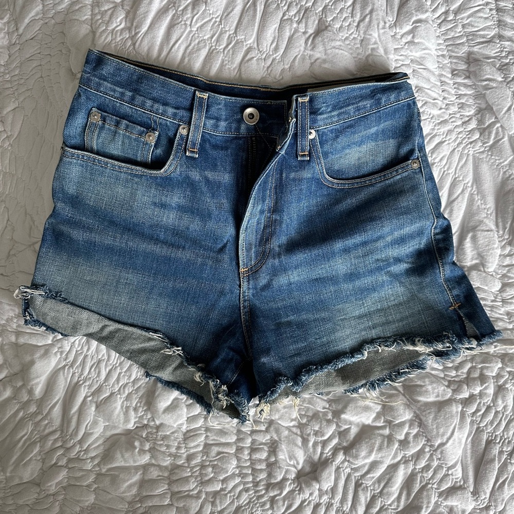 Rag & Bone Blue High-Waisted Jean Shorts